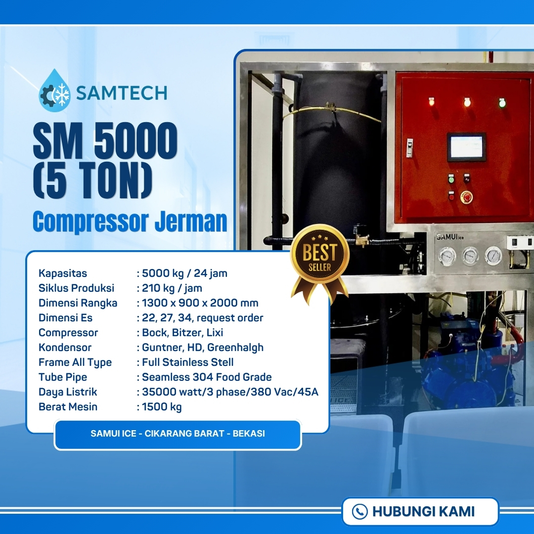 Mesin Es Kristal Terbaik SAMUI SM 5000 Compressor Jerman (5 Ton)